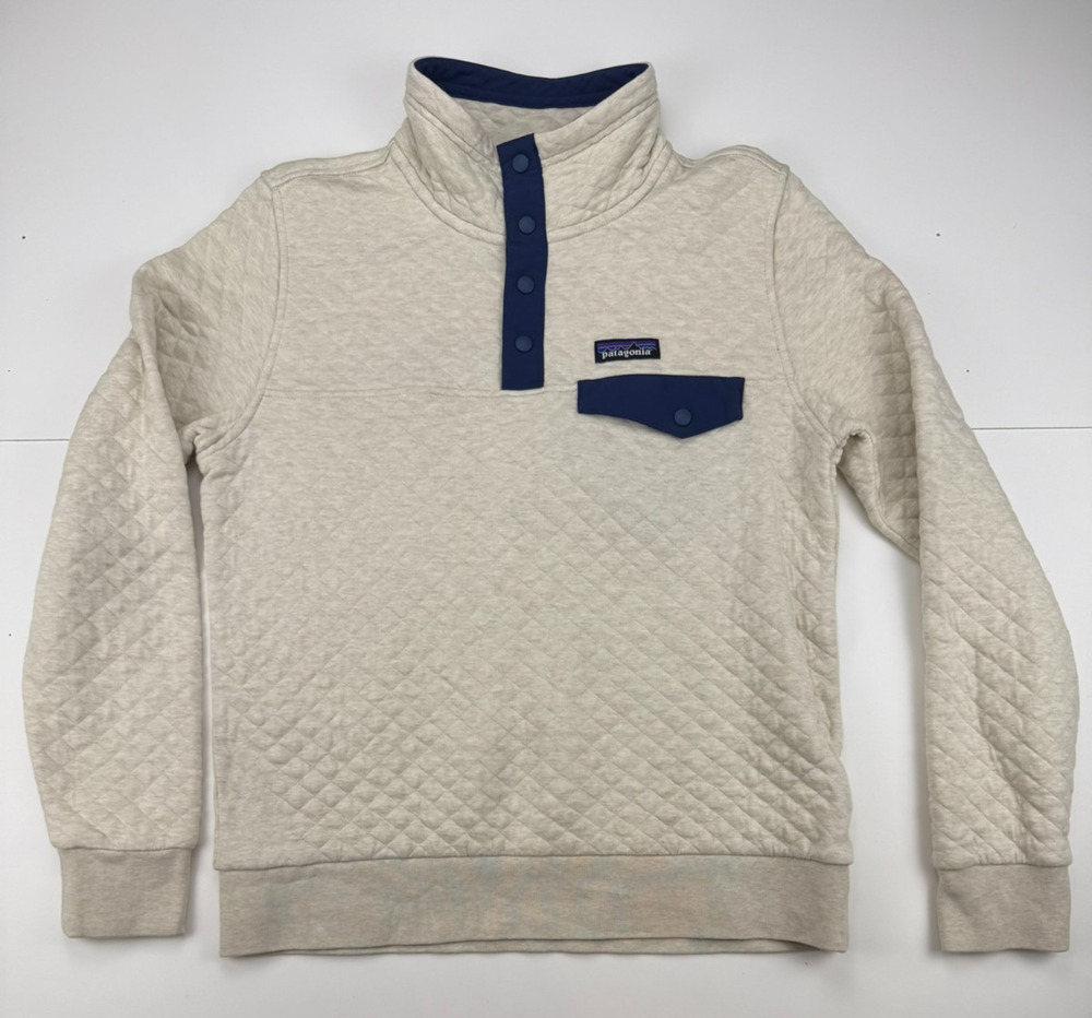 Patagonia Organic Cotton Quilt Snap-T Pullover Women's Small Oatmeal